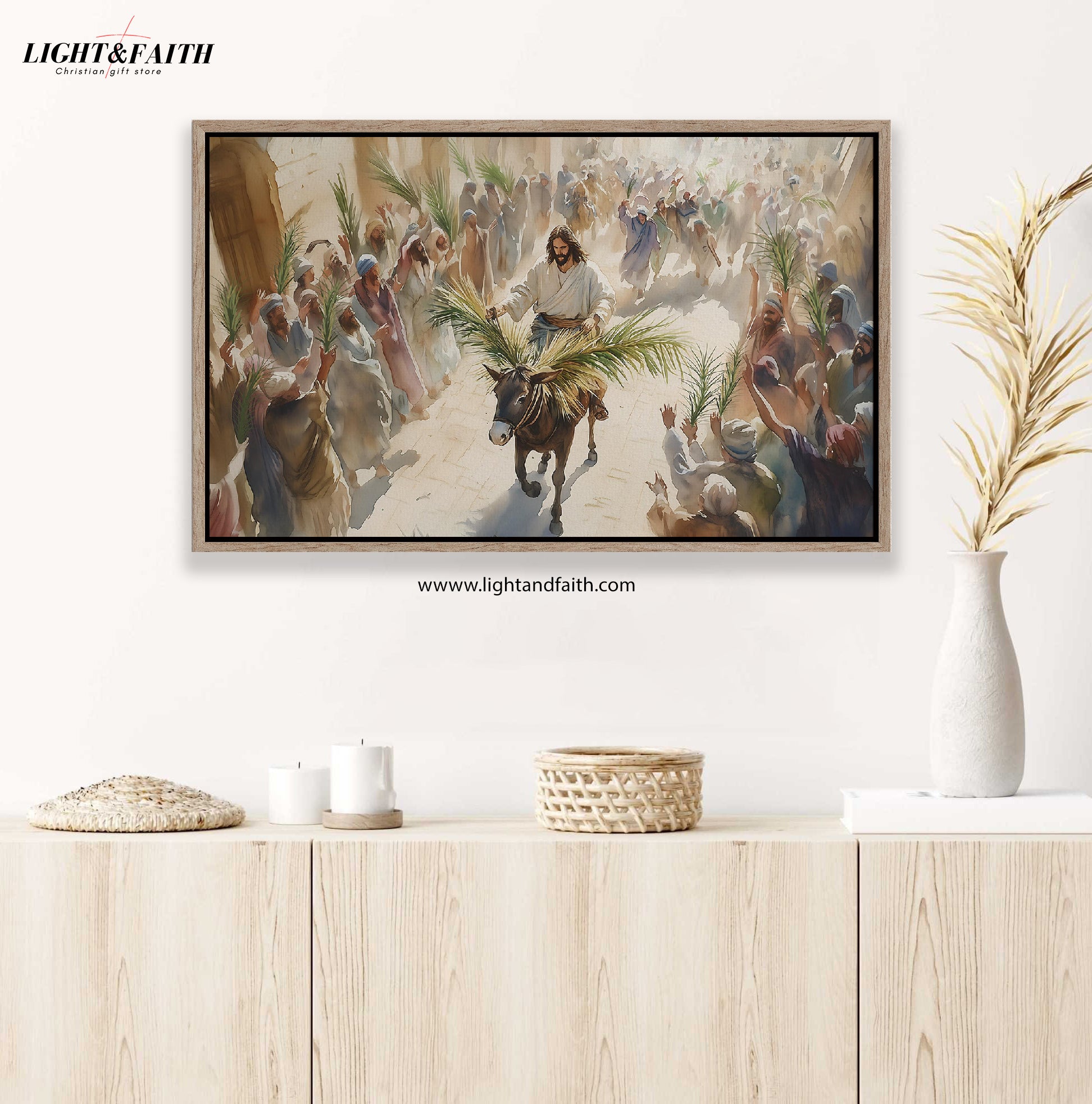Jesus Riding into Jerusalem Poster, Palm Sunday Holy week Art Poster, Jesus Christ Riding on a Donkey Poster, Easter, Christian Poster
